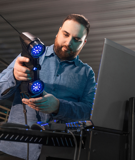 handyscan black technician on shop floor